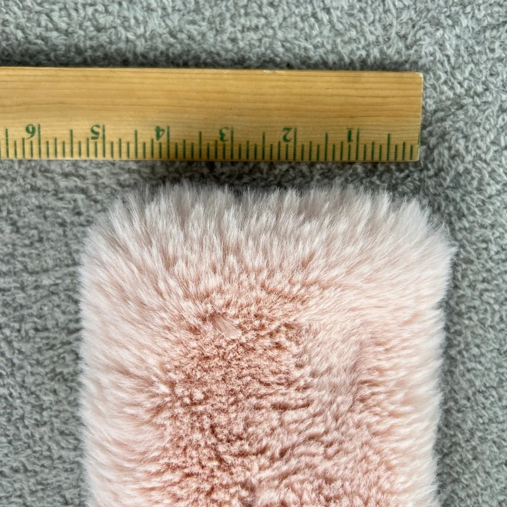 Cashmere Pink 100%‎ Virgin Wool Plush Faux Fur Scarf 34x5 Sky Elegant Luxury